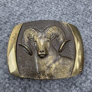 Vintage 1978 Solid Bronze Ram Belt Buckle Steven L Knight USA Western Men Animal